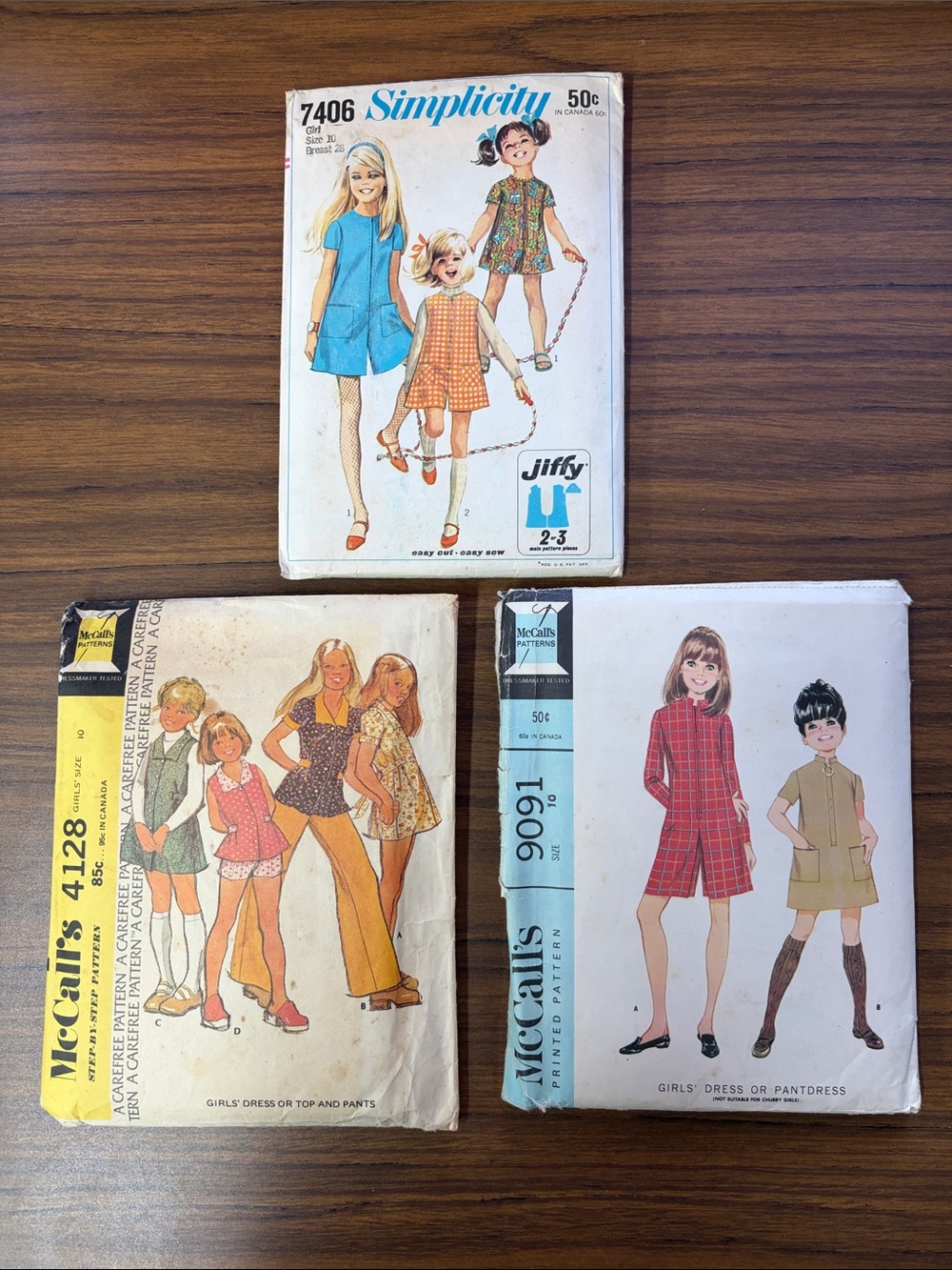 MOM’s Vintage 60s/70s McCall’s & Simplicity Girls’ Sewing Patterns Trio-Size 10